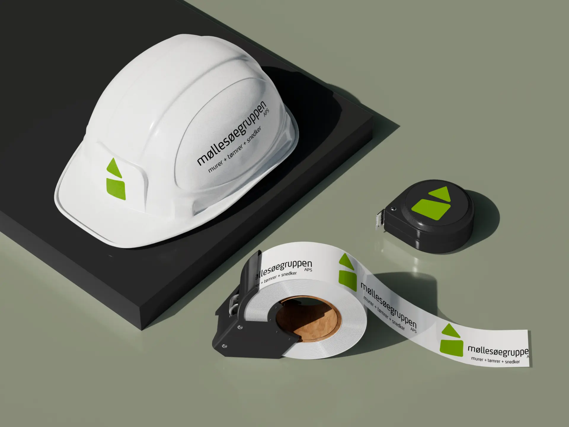 Møllesøe Gruppen brand identity and merchandise